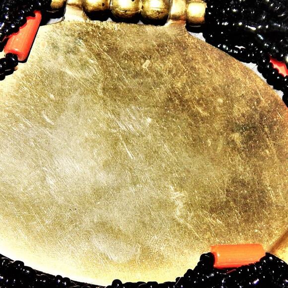 BoHo Bold Red & Brass Beaded Necklace - Picture 13 of 14